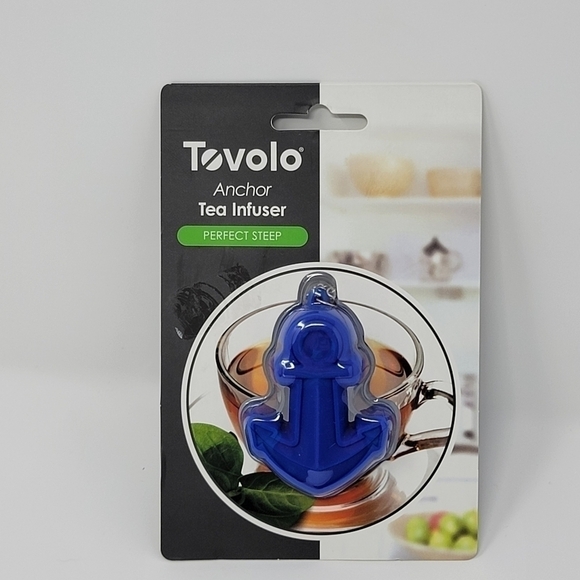 TOVOLO Blue Silicone Anchor Tea Infuser Steeper NWT W/ Ss Chain T15 - Picture 1 of 4